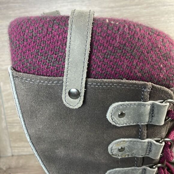 Sorel Joan of Arctic Knit II Warm Waterproof Women’s Sz 7 Gray Suede Snow Boots - Picture 13 of 14